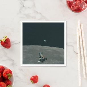 Apollo Lunar Lander och Earthrise över Måne Pappersservett