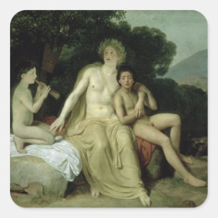 Apollo med Hyacinthus och Cyparissus Fyrkantigt Klistermärke