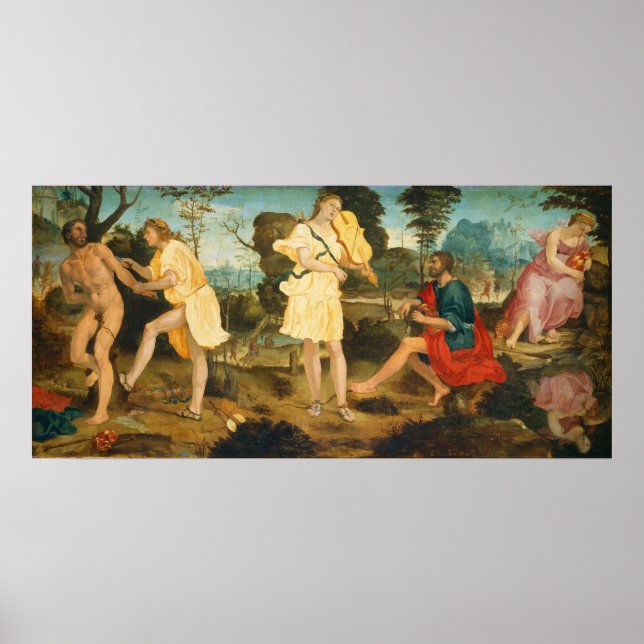 Apollo och Marsyas - M. Anselmi Finkonstplakat Poster (Framsidan)