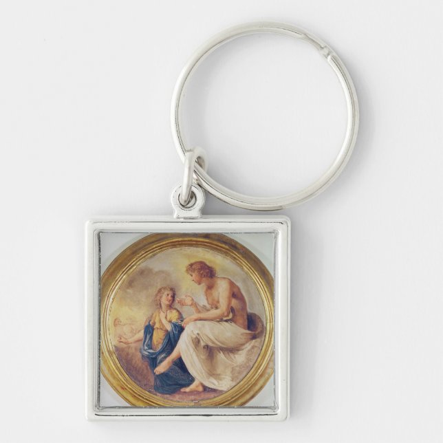 Apollo och Phaethon, c.1634 (frescoen) Fyrkantig Silverfärgad Nyckelring (Framsidan)