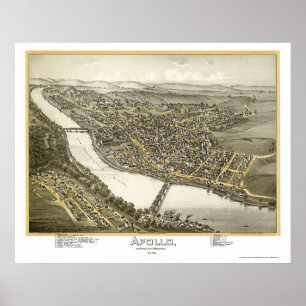 Apollo, PA Panoramic Karta - 1896 Poster