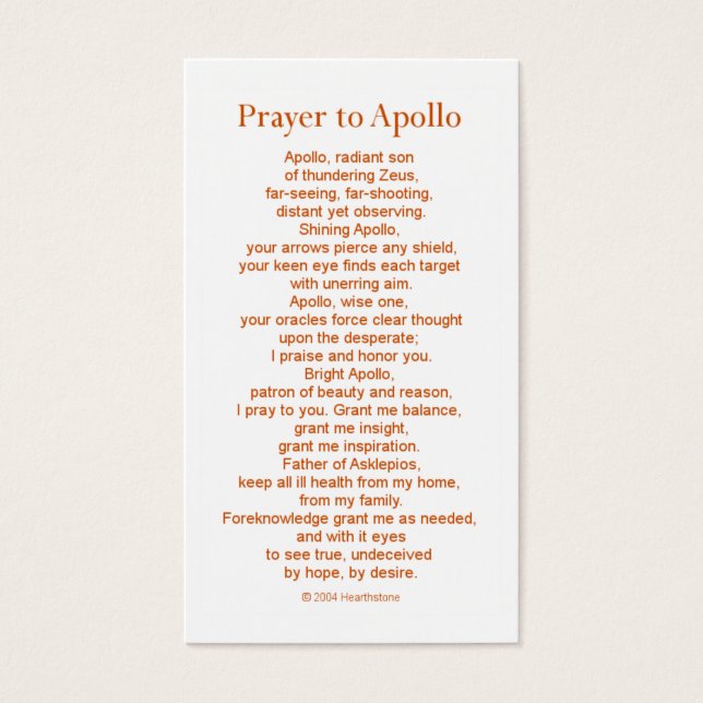 Apollo Prayer Card Visitkort (Framsidan)
