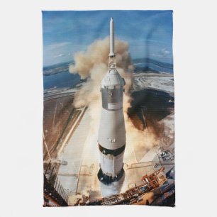 Apollo Saturn V-raket uppskjutning till månen 1969 Kökshandduk