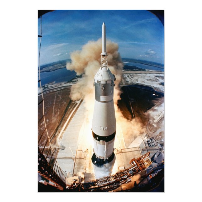 Apollo Saturn V Rocket-uppskjutning till Måne 1969 Fototryck (Framsidan)