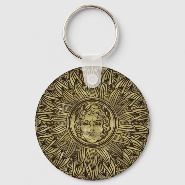 Apollo Sol gud Symbol Golden Struktur Nyckelring (Framsida)