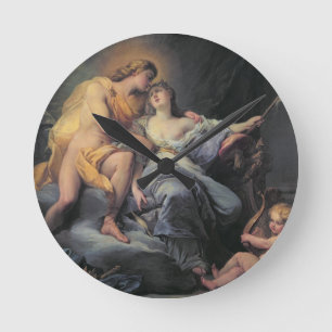 Apollo som smeker nymphen Leucothea (olja på canv Rund Klocka