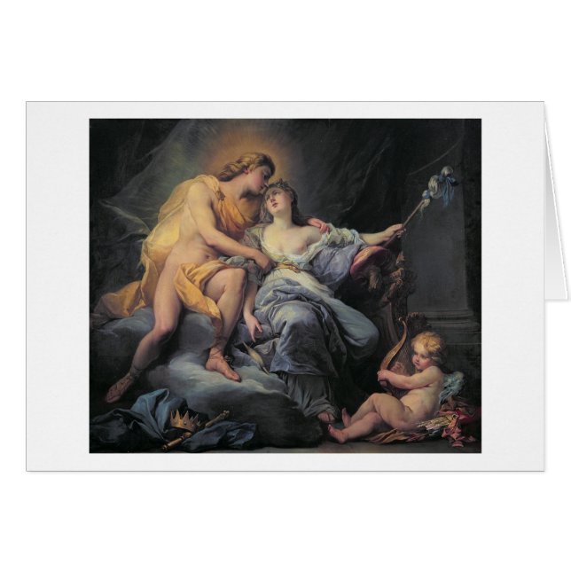 Apollo som smeker nymphen Leucothea (olja på canva Hälsningskort (Framsidan Horizontal)