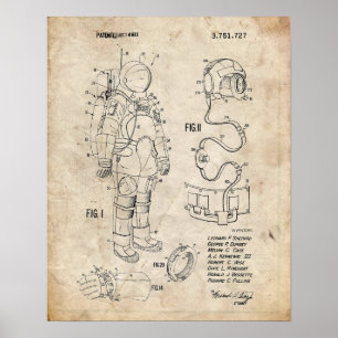 Apollo Space Kostym Patent Poster