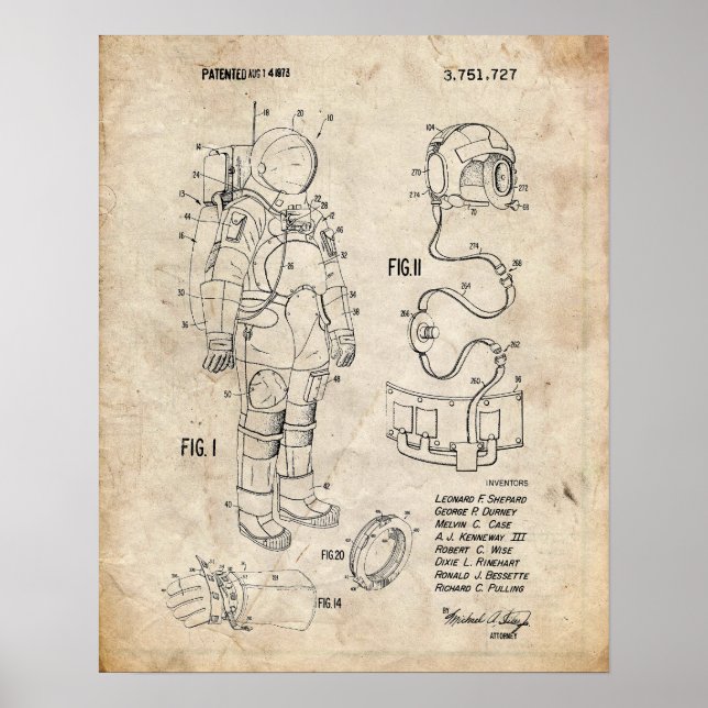 Apollo Space Kostym Patent Poster (Framsidan)