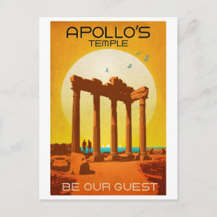 Apollos tempel, Turkiet, Medelhavet, vintage Vykort