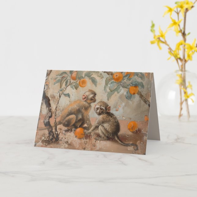 Apor - Falt Gratulationskort Kort (Gul blomma)