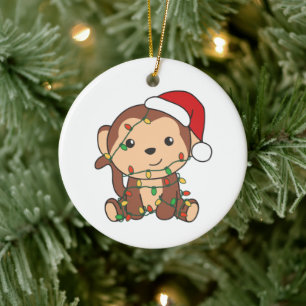 Apor från apa Julvinter Julgransprydnad Keramik