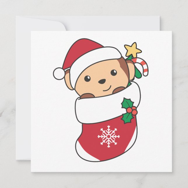 Apor från måndjuret vid jul, Snö, vintertid Julkort (Framsida)