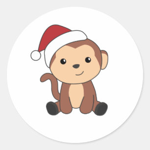 Apor från måndjuret vid jul, Snö, vintertid Runt Klistermärke