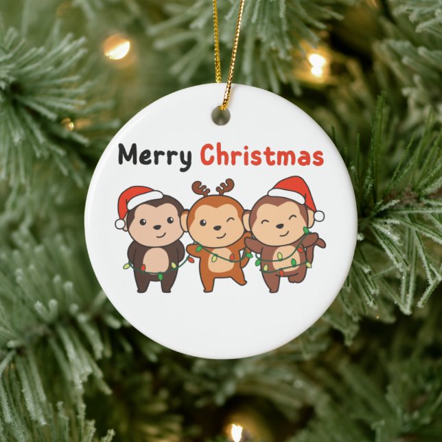 Apor God jul C Julgransprydnad Keramik (Träd)