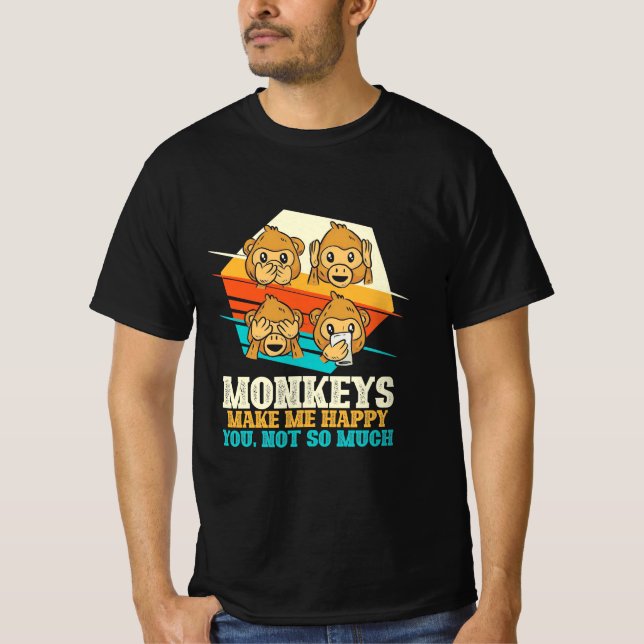 Apor gör mig Lycklig T Shirt (Framsida)