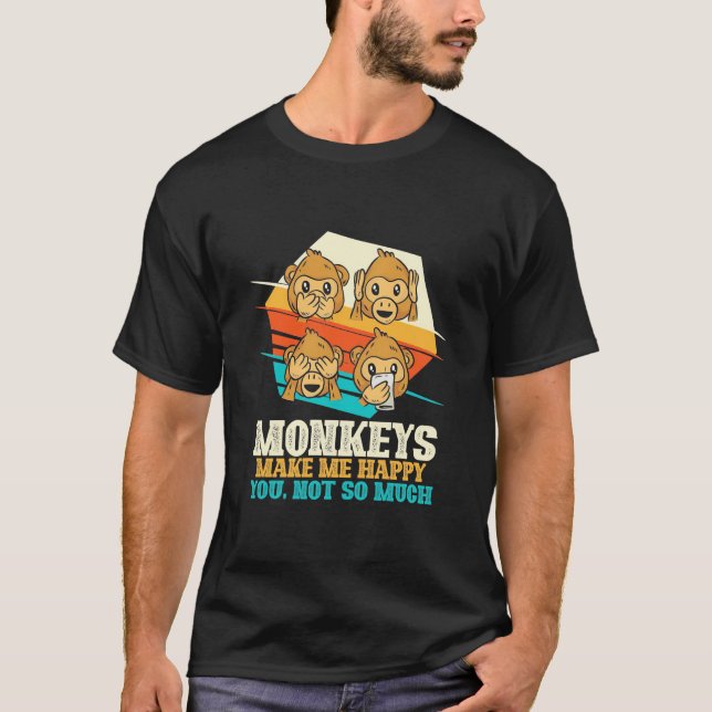Apor gör mig lycklig t shirt (Framsida)