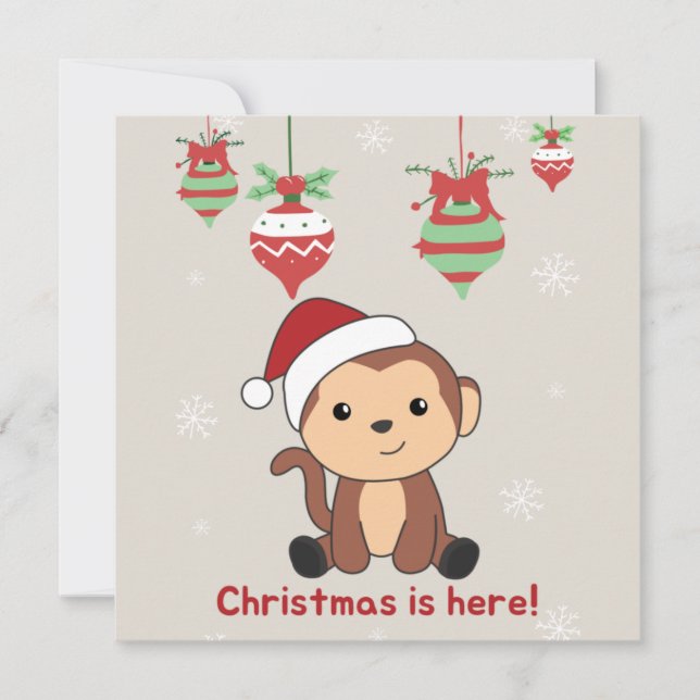Apor Invit från Monkey jul Snö Winter Animals Inbjudningar (Framsida)