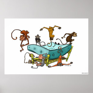 Apor Jumping on Bed Poster