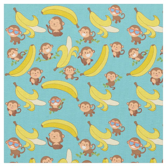 Apor och bananer tyg (Närbild)