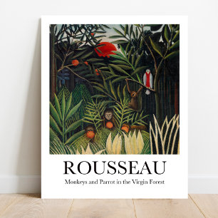 Apor och Parrot Virgin Forest Henri Rousseau Poster