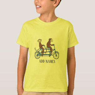 Apor på Bike, lägg till text, Shirt T