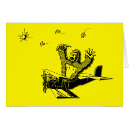 Apor på Flygplan Hälsningskort