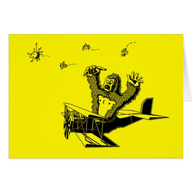 Apor på Flygplan Hälsningskort (Framsidan Horizontal)