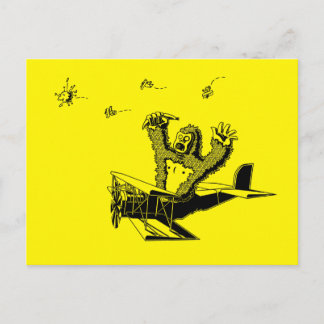 Apor på Flygplan Vykort