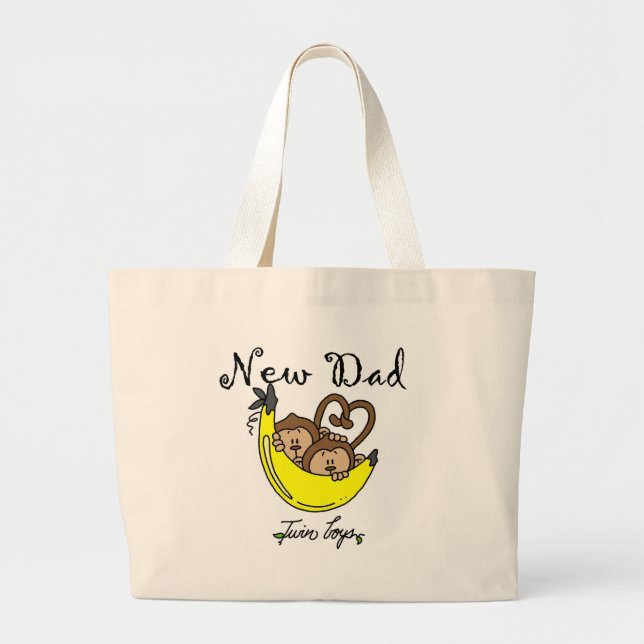 Apor Pappa i Twin Boys Tshirts och Gifts Jumbo Tygkasse (Framsidan)
