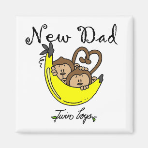 Apor Pappa i Twin Boys Tshirts och Gifts Magnet