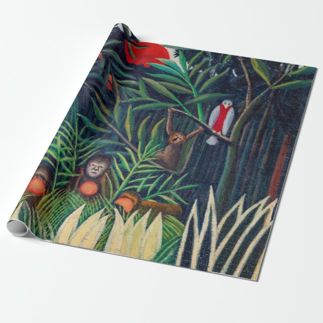 Apor Parrot Animal in Jungle Forest Presentpapper (Utrullad)