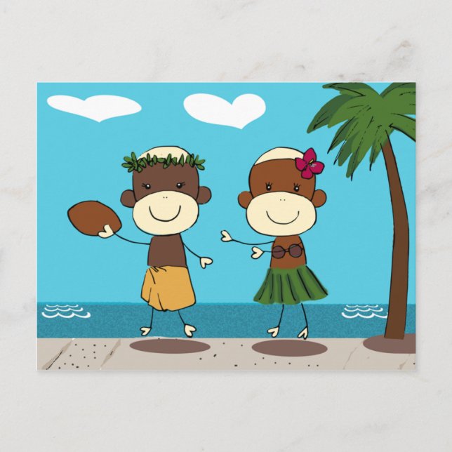 Apor som glädjer sig åt vaccinering i Hawaii-vykor Vykort (Framsida)