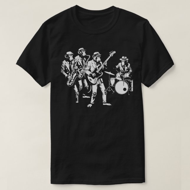 apor som spelar jazz t shirt (Design framsida)