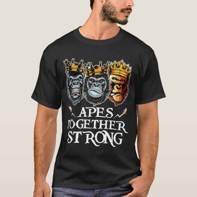Apor tillsammans Stark Krig Lagrar Strong Graphic  T Shirt (Framsida)