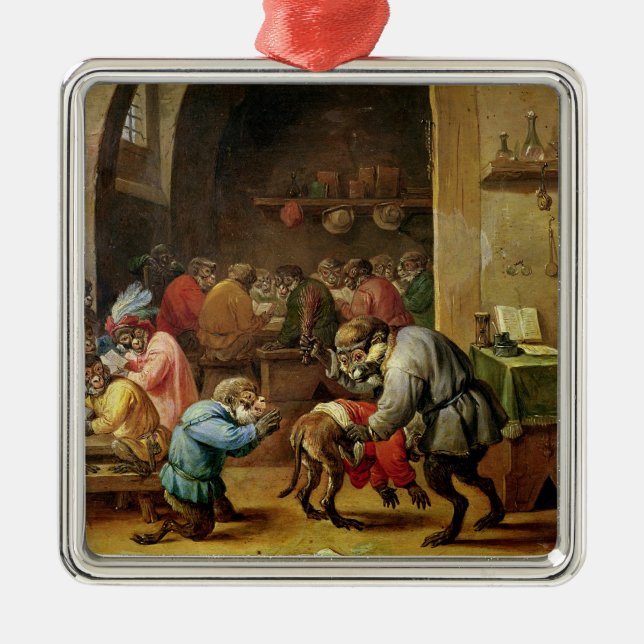 Aporna på skolar julgransprydnad metall (Framsidan)