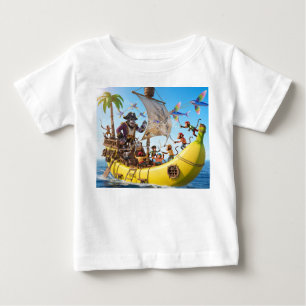 Aporna Piratbesättning Seglar på ett Gigantiskt Ba T Shirt