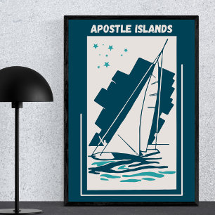 Apostle Islands in Wisconsin - Vintage Sailing Poster