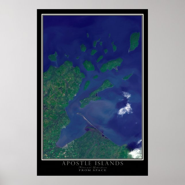 Apostle Islands National Lakeshore Satellite Karta Poster (Framsidan)