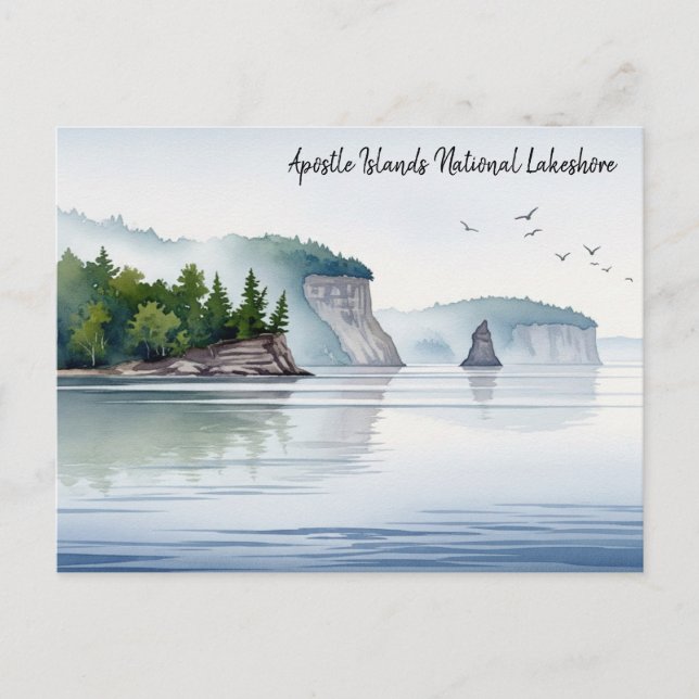 Apostle Islands National Lakeshore Watercolor Vykort (Framsida)