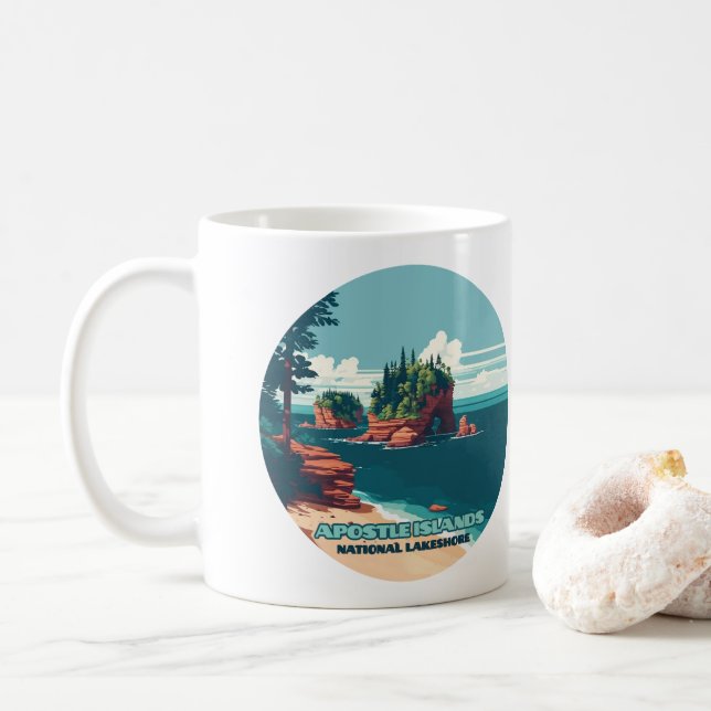 Apostle Islands National Lakeshore Wisconsin Retro Kaffemugg (Med munk)