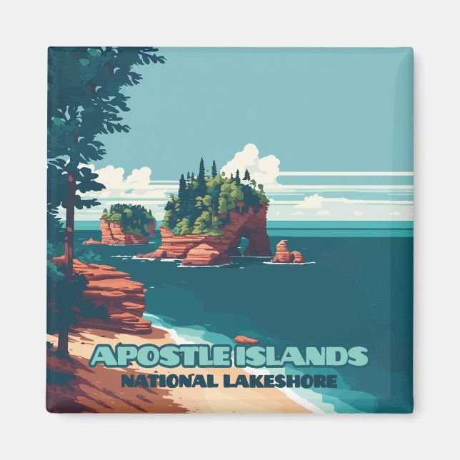 Apostle Islands National Lakeshore Wisconsin Retro Magnet (Framsidan)