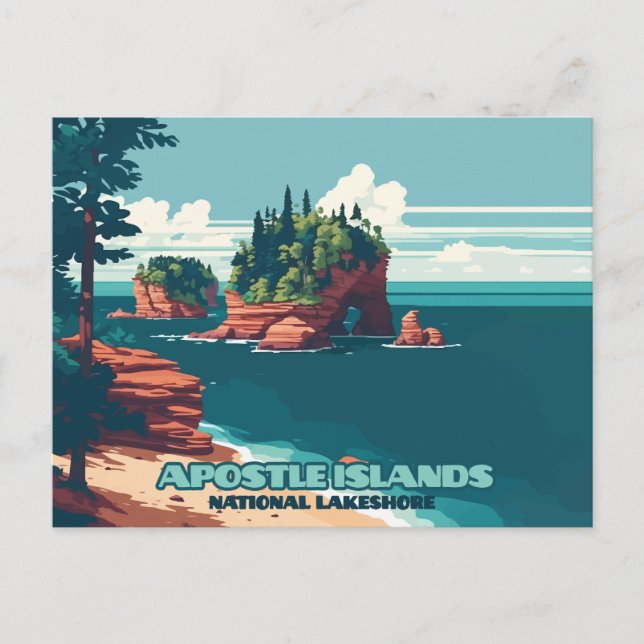 Apostle Islands National Lakeshore Wisconsin Retro Vykort (Framsida)