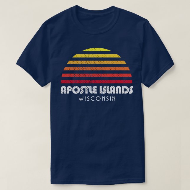 Apostle Islands Wisconsin Retro Sunset T Shirt (Design framsida)