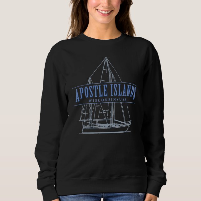 Apostle Islands Wisconsin Sailboat Design T Shirt (Framsida)