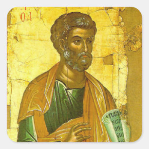 Apostle Peter Byzantine Icon Orthodox Christian Fyrkantigt Klistermärke