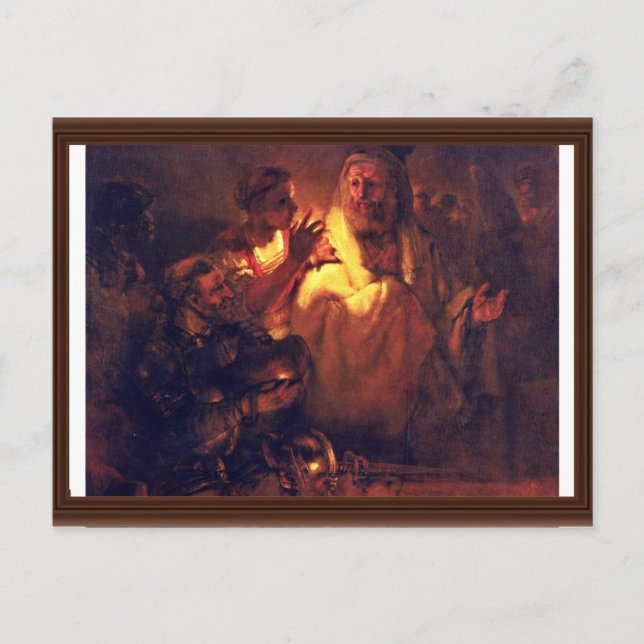 Apostle Peter Denies Kristus, av Rembrandt Harmens Vykort (Framsida)