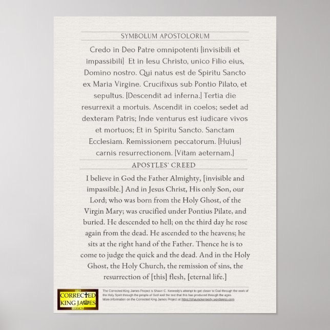 Apostles Creed Poster (Framsidan)