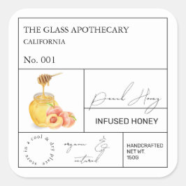 Apotecary Peach Infused honey etikett