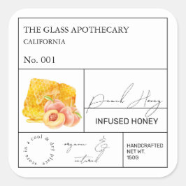 Apotecary Peach Infused honey etikett
